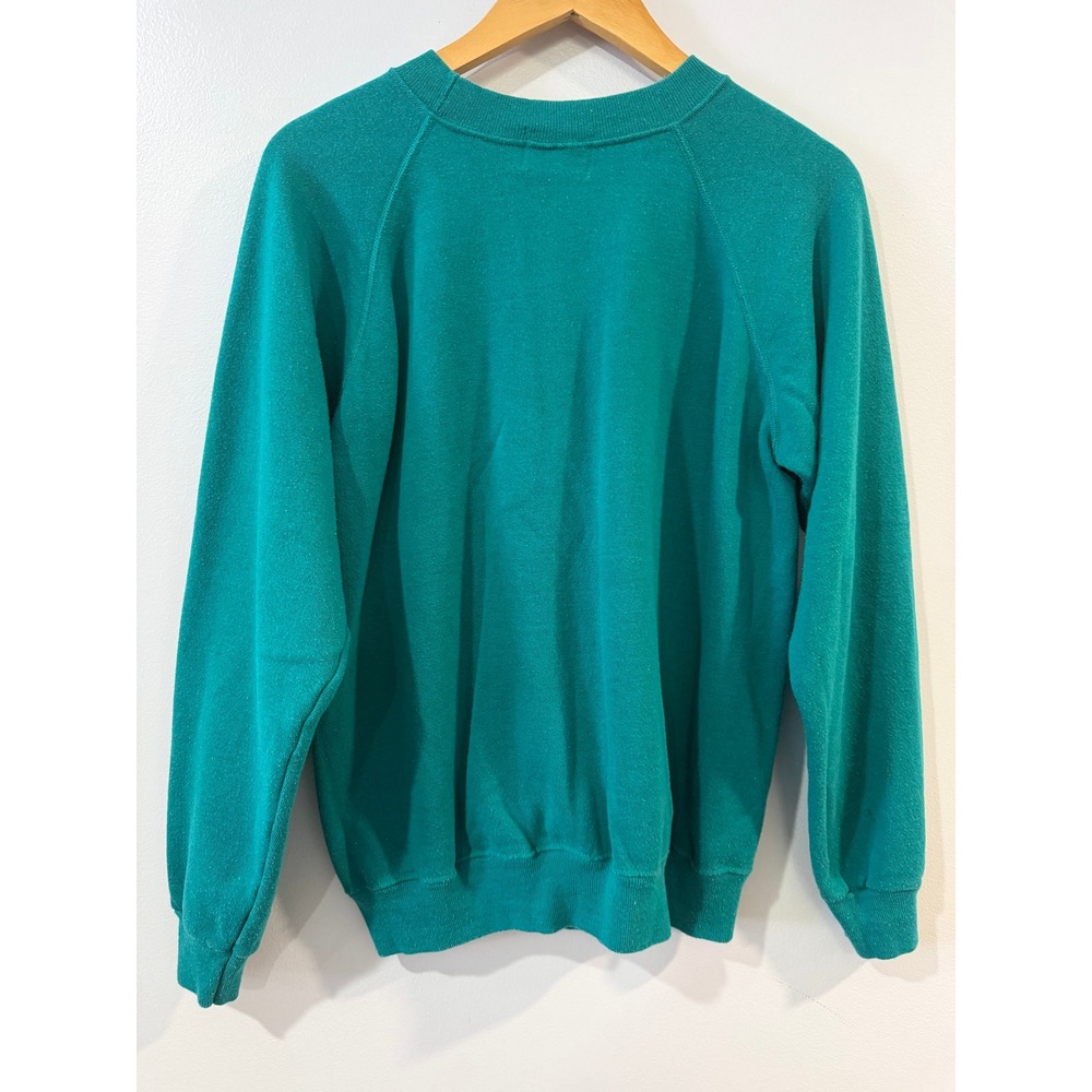 Vintage Laurel Burch Cat Graphic Sweatshirt Teal Green Large Made in USA 80s 90s - Picture 6 of 6